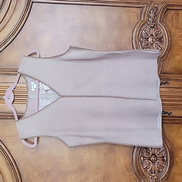 DAKOTA SUEDE LEATHER TOP BLANKET Stitch Crochet Details Zipper Back sz L $298 - Picture 2 of 5